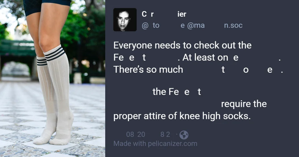 Everyone needs to check out the Feet. At least one. There's so much toe.
the Feet require the proper attire of knee high socks.