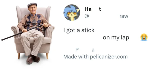 I got a stick on my lap 😭