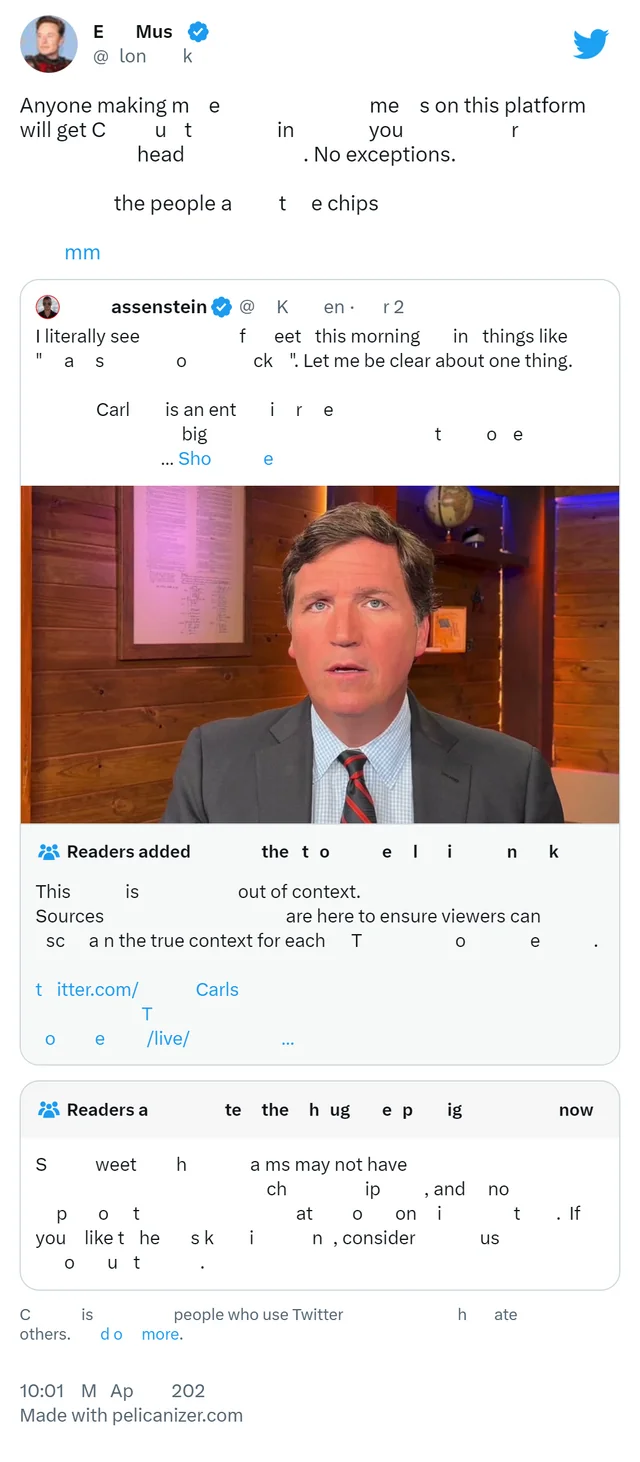 Anyone making memes on this platform will get Cut in your head. No exceptions.
the people ate chips
mm

"I literally see feet this morning in things like 'a sock'. Let me be clear about one thing.
Carl is an entire big toe... Shoe"

Readers added the toe link
This is out of context.
Sources are here to ensure viewers can scan the true context for each Toe.
titter.com/CarlsToe/live/...

Readers ate the huge pig now
Sweet hams may not have chip, and no potato on it. If you like the skin, consider us out

Cis people who use Twitter hate others. do more.